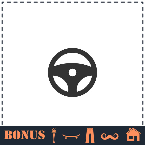 Steering Wheel icon flat. Simple vector symbol and bonus icon - Vector, Image