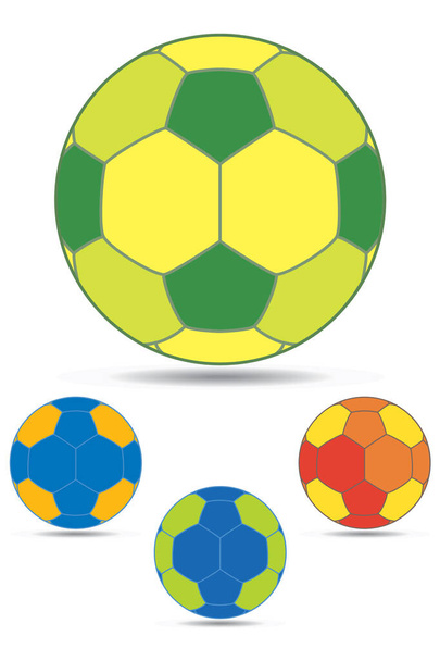 гандбол, набор из 4 разноцветных шаров с тенями, изолированными на белом фоне - Вектор,изображение