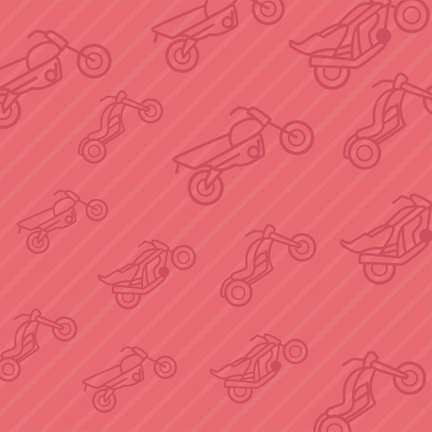 φόντο ροζ με μοτοσικλέτες εικονίδια - Διάνυσμα, εικόνα