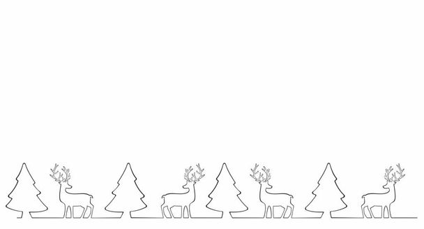 Christmas banner with deers and tree silhouette - Photo, Image