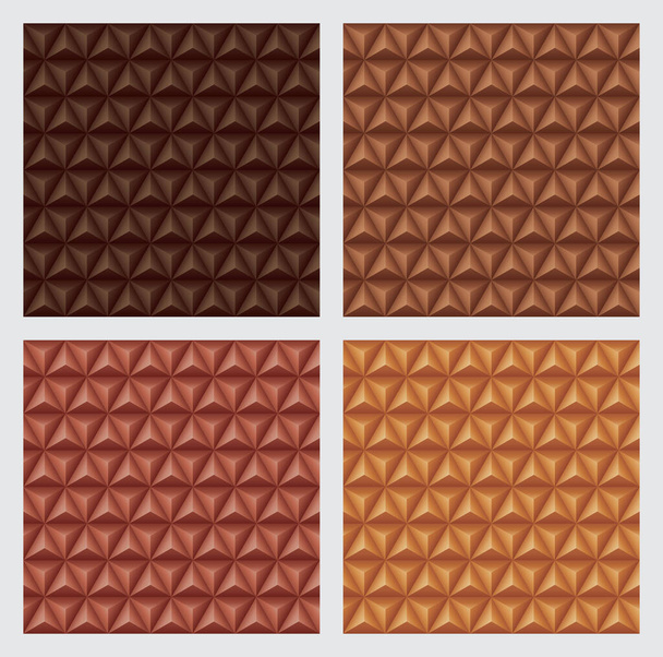 Triangoli 3d piramidi, terra tono arancione sfondi colore impostato. Esagoni geometrici, forma a quadri, motivi senza cuciture. Illustrazione vettoriale. - Vettoriali, immagini