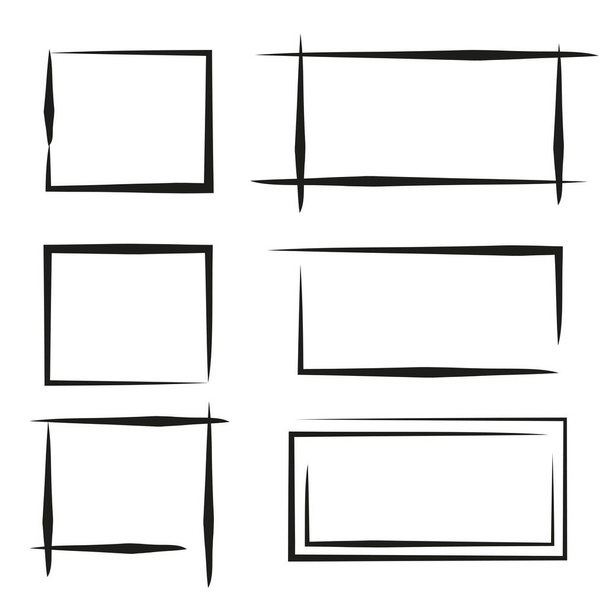 conjunto de marco de rectángulo grunge en blanco - Vector, Imagen