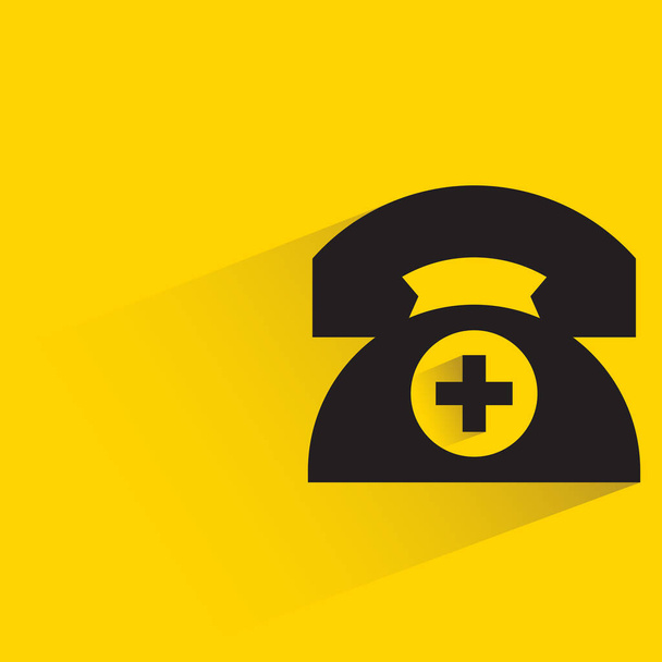 medical call drop shadow on yellow background - Vector, Image