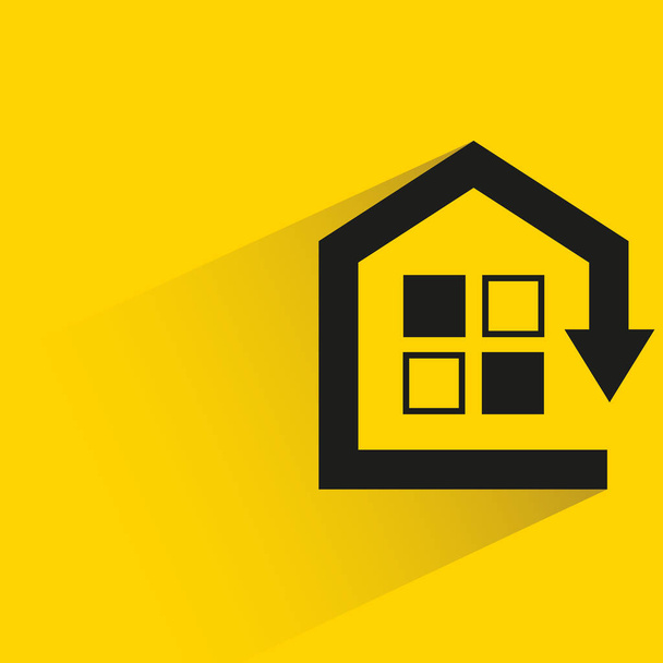 Smart House mit Schatten gelb Hintergrund - Vektor, Bild