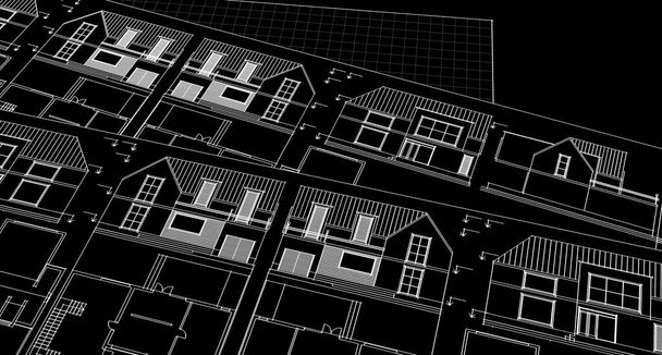 casa proyecto arquitectónico boceto 3d ilustración - Foto, Imagen