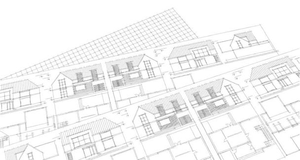 casa progetto architettonico schizzo 3d illustrazione - Foto, immagini