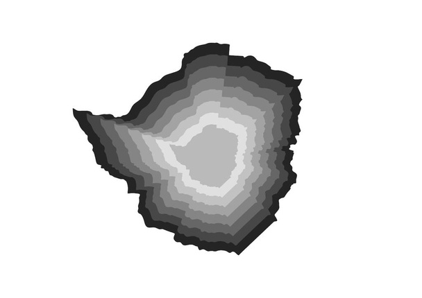 geschichtete digitale Darstellung der Simbabwe-Karte in grauen Farbverläufen und weißem Hintergrund - Foto, Bild