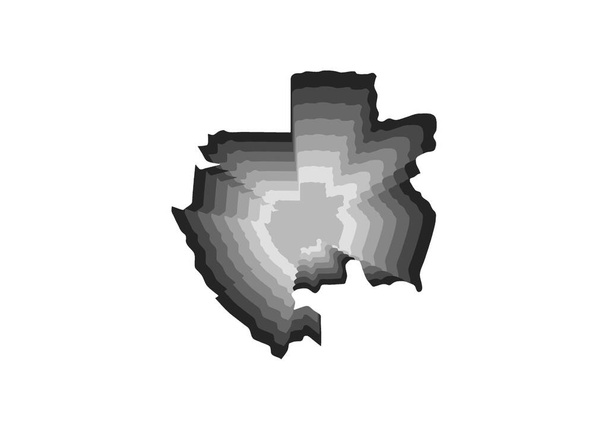 нашарована цифрова ілюстрація мапи Габона в сірих кольорах градієнту і білому фоні - Фото, зображення
