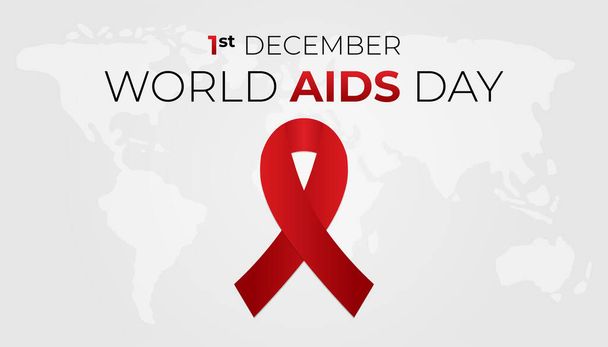 World AIDS Day Illustration with Red Ribbon - Διάνυσμα, εικόνα