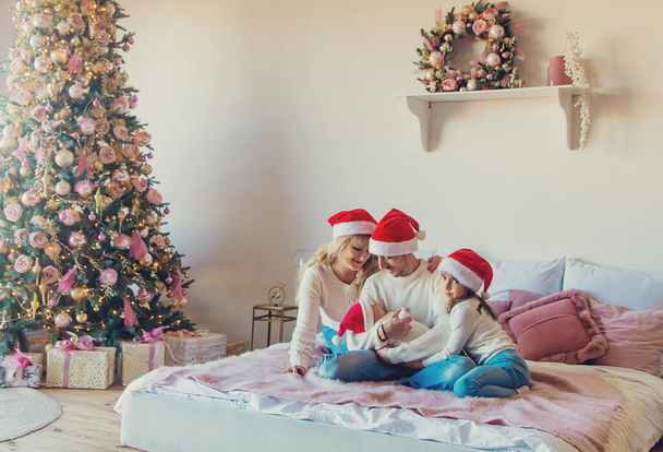 Christmas photo family at home. Selective focus. Holiday. - Foto, Imagem