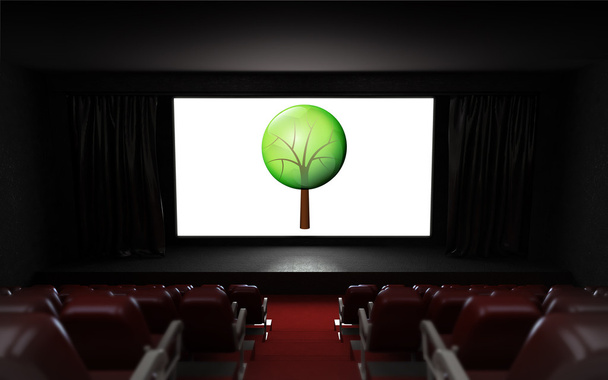 auditorio de cine vacío con proyección de la naturaleza en la pantalla
 - Foto, Imagen