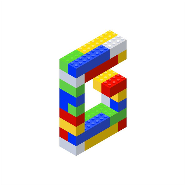 Caratteri isometrici realizzati con blocchi di plastica a colori. Il designer per bambini. Lettera G. - Vettoriali, immagini
