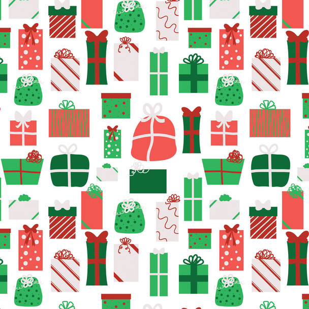 Regalos bajo el árbol regalo envuelto cajas patrón - Vector, Imagen