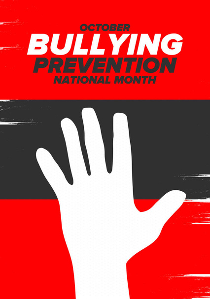 National Bullying Prevention Month in October. Stop bullying. Annual nationwide campaign to keep all youth safe from bullying. Orange color. Poster, card, banner, background. Vector illustration - Vecteur, image