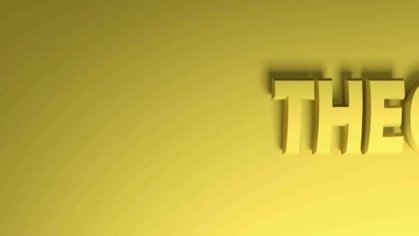 Psaní TEORIE žlutými písmeny, přecházející zprava doleva na žlutém pozadí - 3D vykreslování video animace - Záběry, video