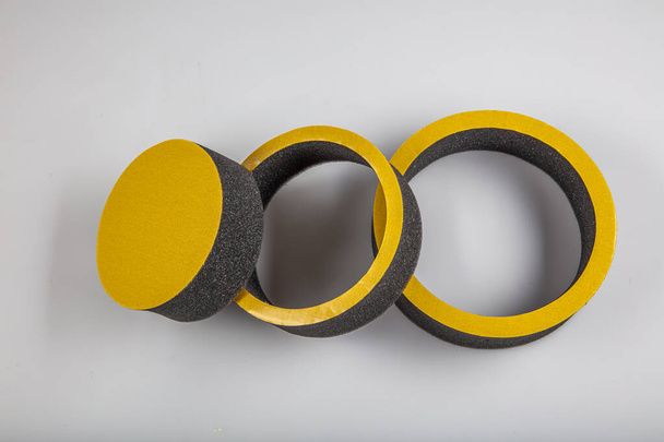 Acoustic rings. Car Universal Speaker Insulation Ring Soundproof. Best Quality Damper Sponge Ring Soundproof Acoustic Foam Anti Shock Foam. - Photo, Image