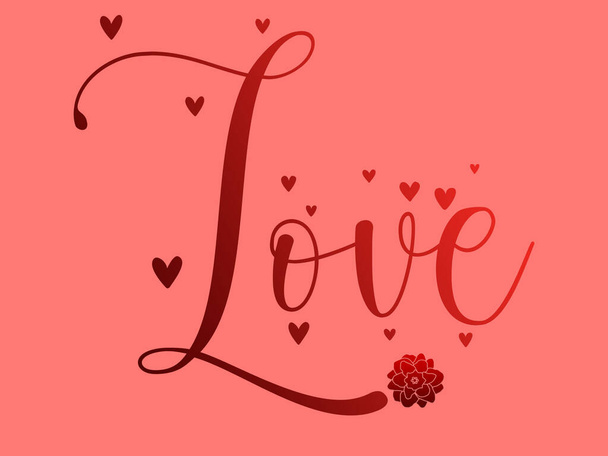 Banner of the word love on an ornate pink background - Vetor, Imagem