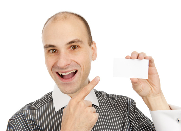 Business man showing a blank business card - Фото, зображення