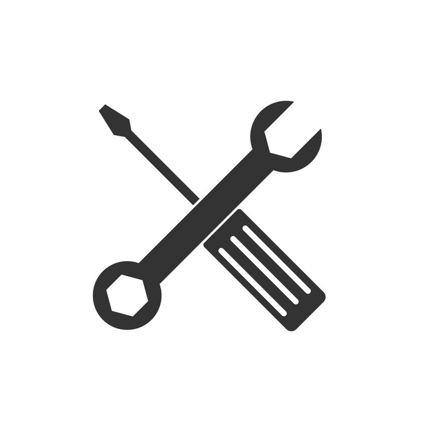 wrench and screwdriver. repair and service icon isolated on white background. vector Illustration. - Vector, Image