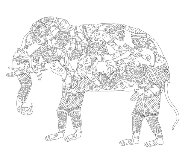 Elefante Hanuman
 - Vector, Imagen