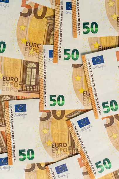 Detailní informace o eurobankovkách obchodní finance a měny koncept top view - Fotografie, Obrázek