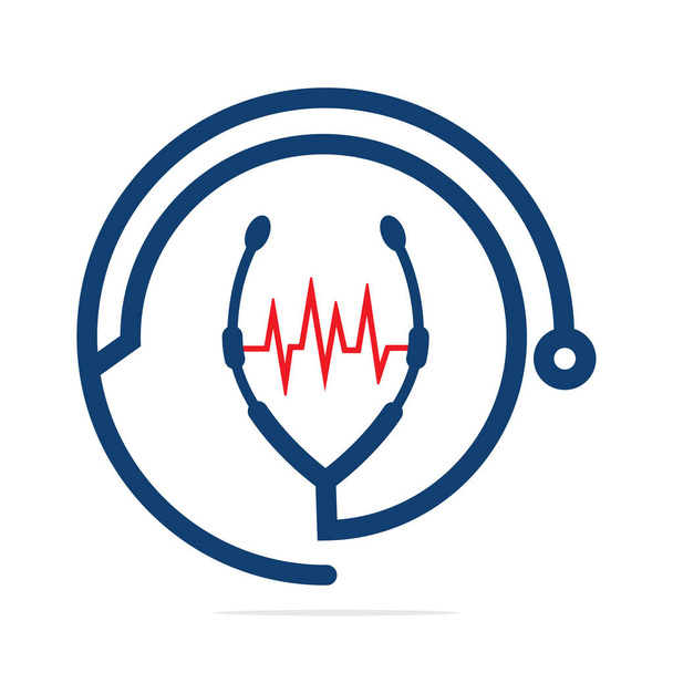 Stethoscope orvosi kórház logó design. Egészségügyi szimbólum. Orvosi vektor logó kialakítása. - Vektor, kép