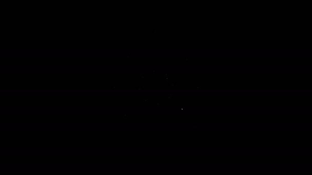 Λευκή γραμμή Το εικονίδιο του τιμονιού του πλοίου απομονώνεται σε μαύρο φόντο. 4K Γραφική κίνηση κίνησης βίντεο - Πλάνα, βίντεο