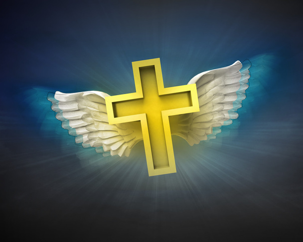 Croce d'oro con ali angeliche
 - Foto, immagini