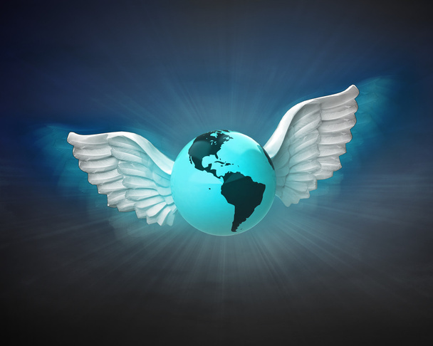 Amerika aarde wereldbol met engelachtige vleugels - Foto, afbeelding