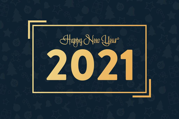 Happy New Year 2021. Holiday concept. Template for background, banner, card, poster with text inscription. Vector EPS10 illustration. - Vector, Image