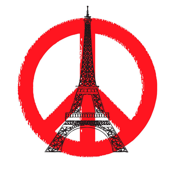Torre Eiffel no símbolo pacífico. - Vetor, Imagem