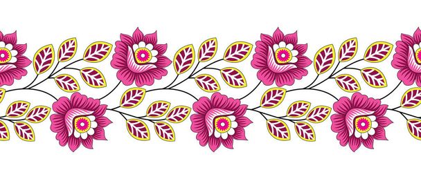 Diseño de borde floral textil vectorial sin costuras - Vector, imagen