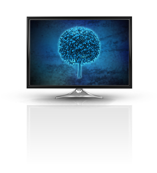 magic tree on blue new modern screen isolated on white  - Foto, Imagem