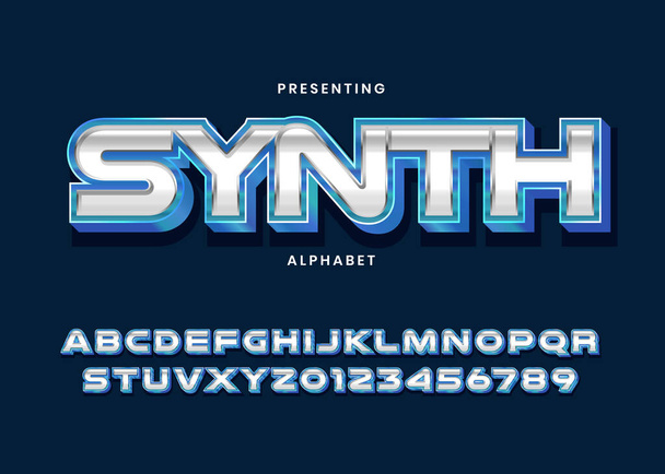 3d bold modern metallic font. Superhero movie title text effect template. sci-fi movie font alphabet - Vector, Image