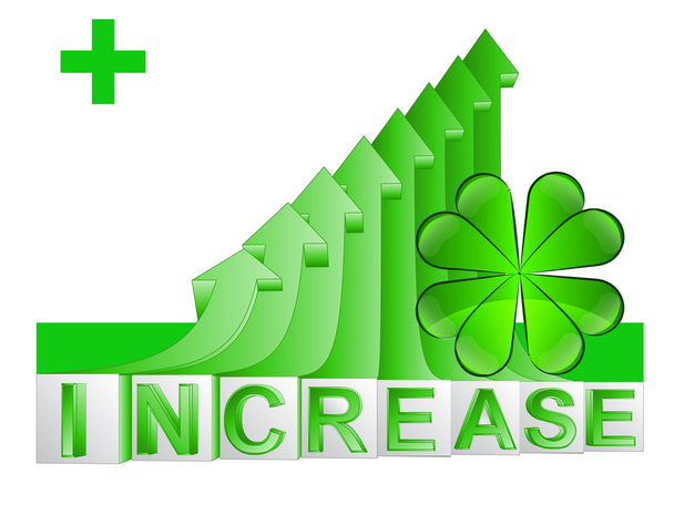 cloverleaf happiness on green rising arrow graph vector - Vector, Image