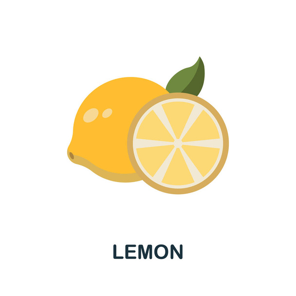 Zitronenikone. Einfache Illustration aus der Obstsammlung. Monochromes Lemon-Symbol für Webdesign, Vorlagen und Infografiken. - Vektor, Bild