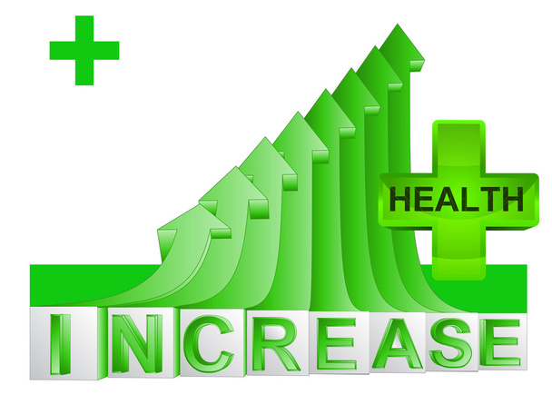 Sağlık istatistikleri üzerinde yükselen Yeşil ok grafiği vektör - Vektör, Görsel