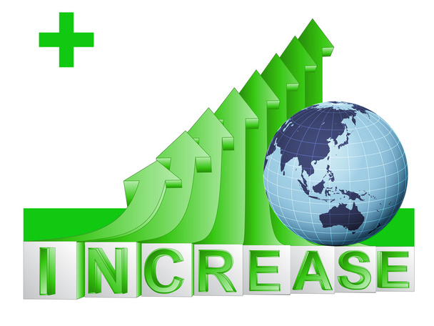 Asian countries business on green rising arrow graph vector - Vector, Image