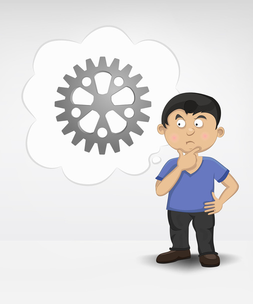 Boy thinking about cooperation - Vector, Image