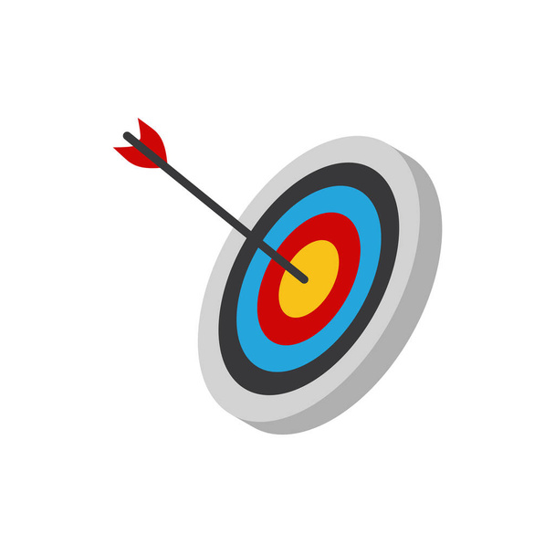 La flecha presiona el botón de destino., Centrándose en objetivos, éxito, inversión exitosa, estrategia de negocio exitosa, estrategias de inversión específicas, ilustraciones de iconos y vectores - Vector, Imagen