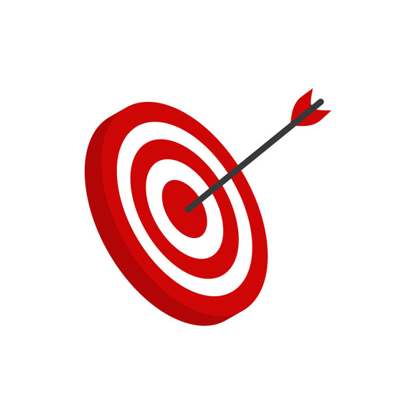 La flecha presiona el botón de destino., Centrándose en objetivos, éxito, inversión exitosa, estrategia de negocio exitosa, estrategias de inversión específicas, ilustraciones de iconos y vectores - Vector, imagen