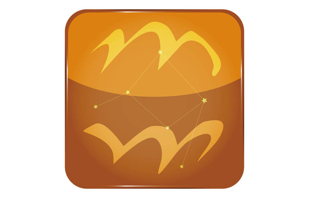12 costellazioni icona a bottone giallo a forma di stella: Acquario - Vettoriali, immagini