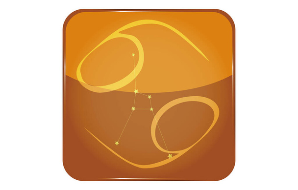12 constellations yellow button icon with star shape added: Cancer - Vector, Image