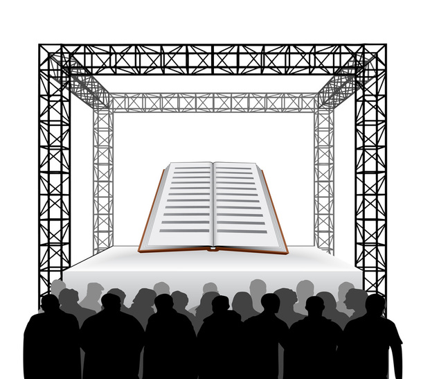 Education book on festival stage - Vector, Image