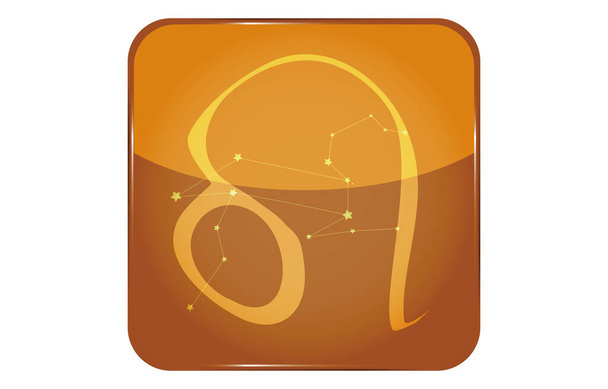12 costellazioni icona con bottone giallo a forma di stella aggiunta: Leo - Vettoriali, immagini