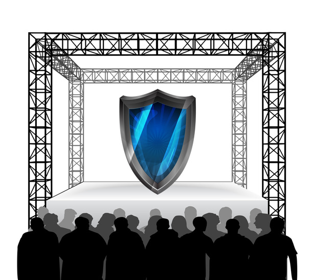 Security shield on festival stage - Vector, Image