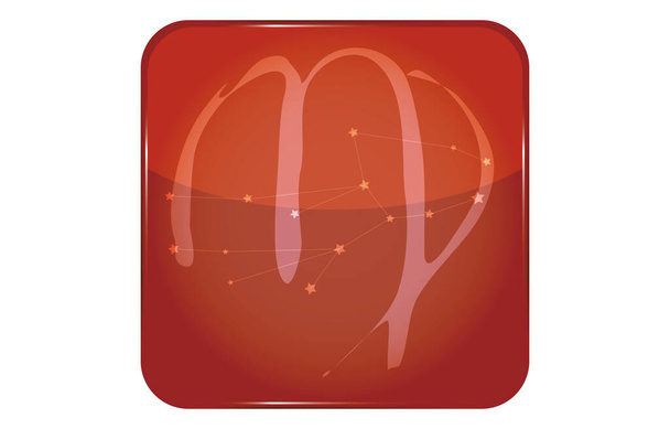 12 constellations icône bouton rouge en forme d'étoile : Vierge - Vecteur, image