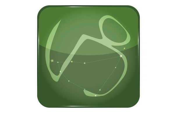 12 constellations green button icon with star shape added: Capricorn - Vector, Image