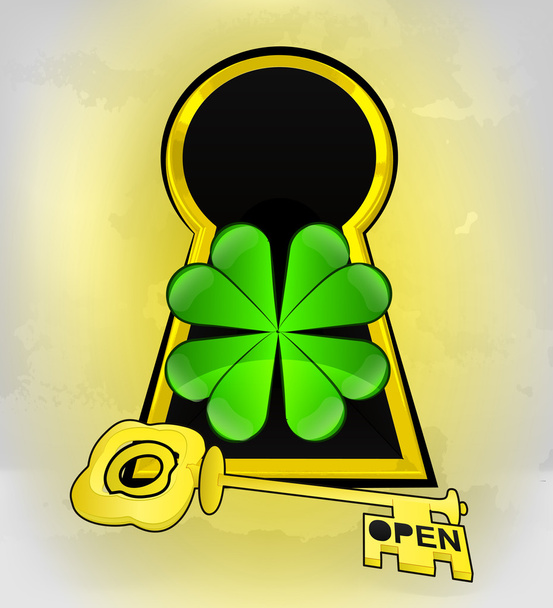 Keyhole happiness entrance with cloverleaf - Vector, Image