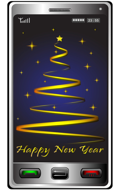 Новый год и телефон
 - Вектор,изображение